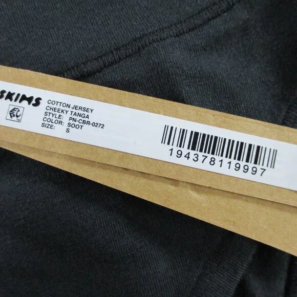 NWT SKIMS Cotton Jersey Cheeky Tanga Underwear Womens Small Soot Black - Picture 6 of 8